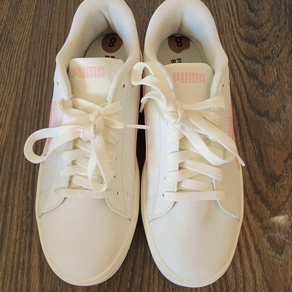 PUMA, size 8, pink and white